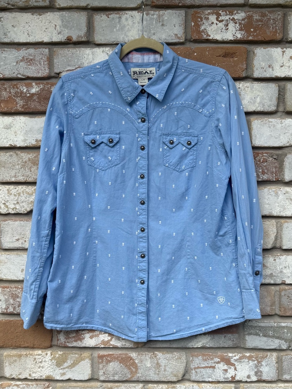 Ariat REAL Quality Blue Snap Front Button Down Shirt